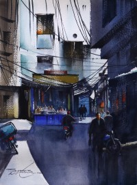 Sarfraz Musawir,11 x 15 Inch, Watercolor on Paper, Cityscape Painting, AC-SAR-098